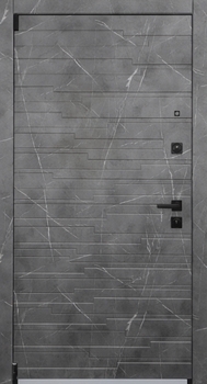 Квартирная дверь с панелями МДФ серого цвета «текстура мрамора»