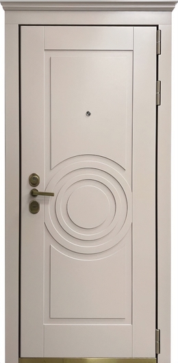 Входная дверь с карнизом, фрезерованными панелями МДФ с покраской эмалью по RAL